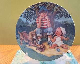 Collectible Plate, The Children's Hour Series, 1st Edition Official Babysitter 'Why Me', Mike Hagel plate