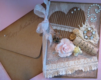 Mother's Day Card, Cheers to Mom, Wine Theme and cork