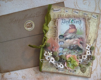 Bird Nest Mother's Day Card: Vintage Style Handmade Kraft Card