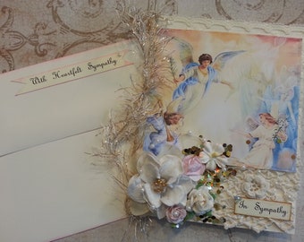 Angels in Heaven Sympathy Card, Custom Sympathy Card, Male, Female Options, Name Included, Ethereal