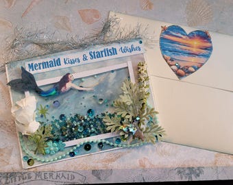 Mermaid Birthday Shaker Card: Beachy Abalone Charm