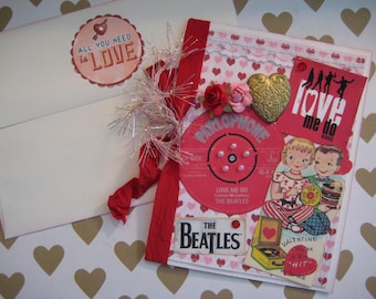 Vintage Beatles Valentine Card: Love Me Do Music Theme