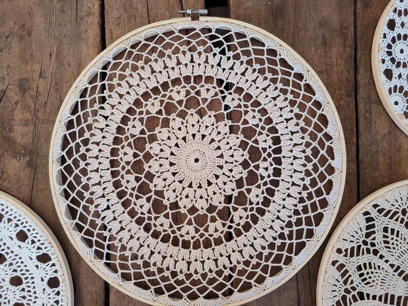 Vintage Doilies in Embroidery Hoops Doily Wall Hanging Etsy