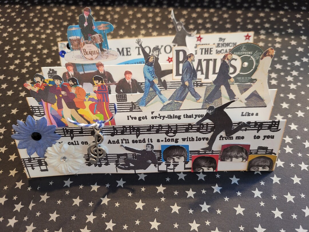 Beatles 'pop Up' Birthday Card, Fan Folded Card, With Matted Note Card,  Personalized Option 