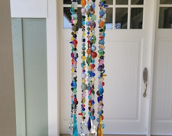 Multicolored Mixed Beads Suncatcher, Windchime, Porch decor, Backyard decor, Glass crystals