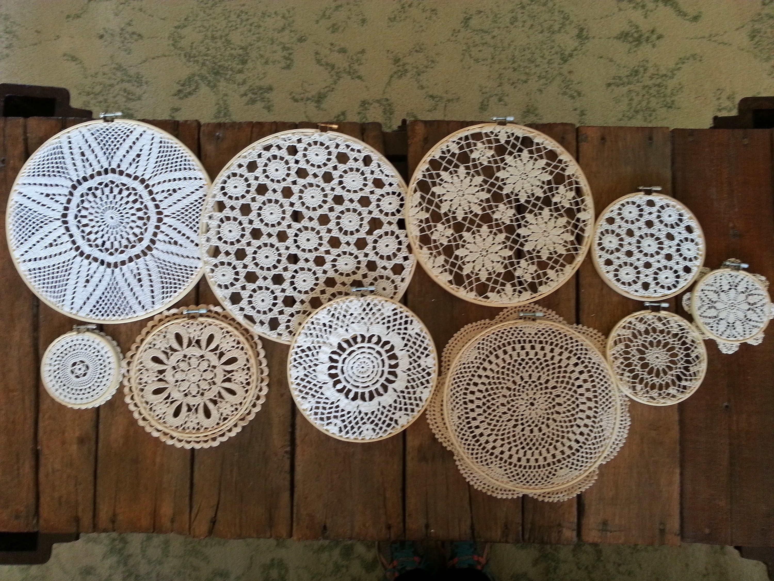 Vintage Doilies in Embroidery Hoops Doily Wall Hanging Boho Etsy