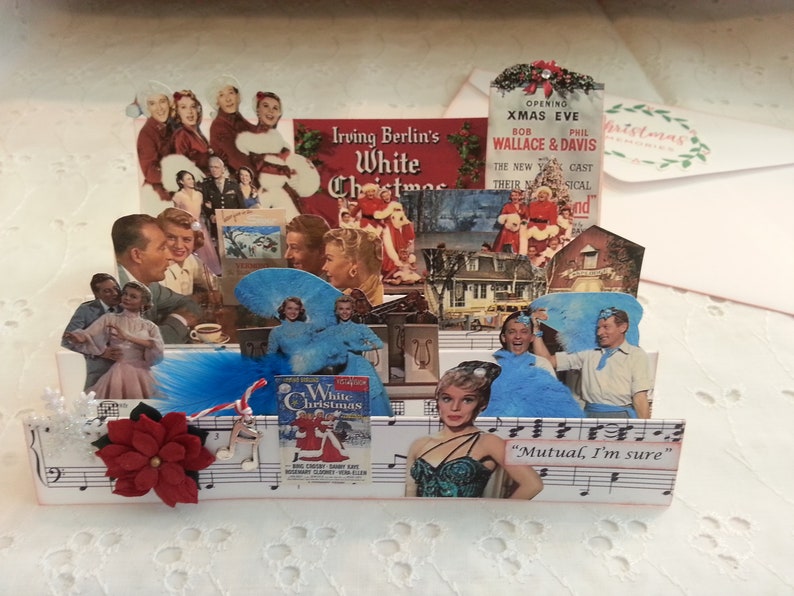 White Christmas Movie Pop Up Card, Fan Folded Holiday Card, Holiday Movie 'White Christmas' image 1