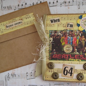Carte du 64e anniversaire des Beatles, quand j'ai 64 ans, le Sgt. Pepper's Lonely Hearts Club Band, cadeau du 64e anniversaire, la carte ne joue pas de musique !