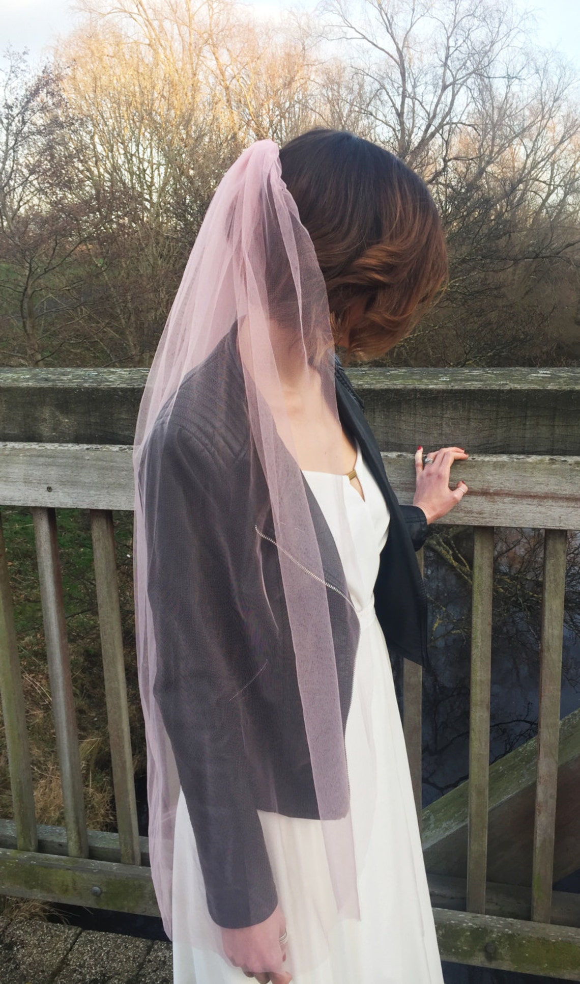 Blush Veil Bridal Veil Pink Wedding Veil Fingertip Veil Etsy