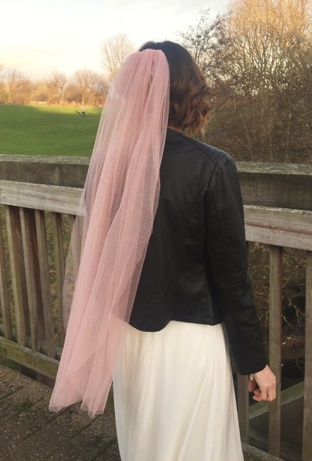 Blush Veil Bridal Veil Pink Wedding Veil Fingertip Veil Etsy UK