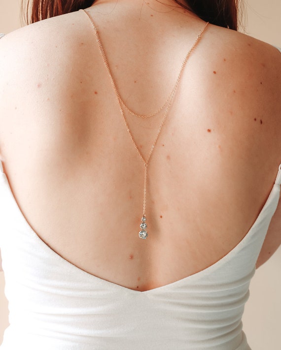 Gold Backdrop Necklace Backdrop Necklace Back Necklace Etsy