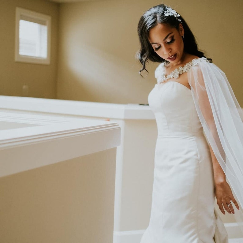 Wedding Dress Cape Crystal Cape Veil Bridal Cape | Etsy