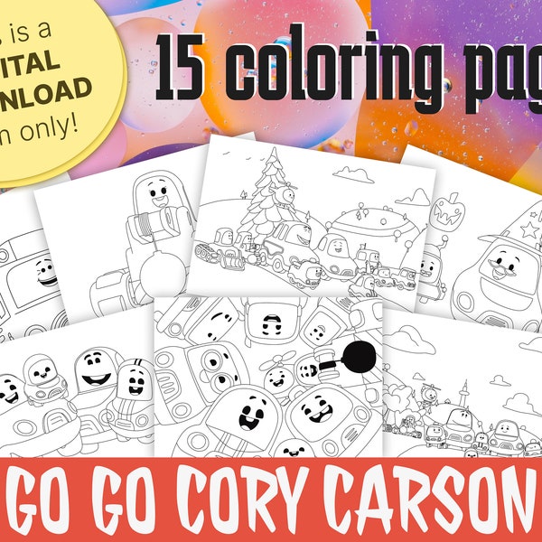 Printable Go Go Cory Carson Coloring Activity High Resolution 15 Pages PDF Digital - Cory Carson Coloring Book - Cory Carson Party Supplies