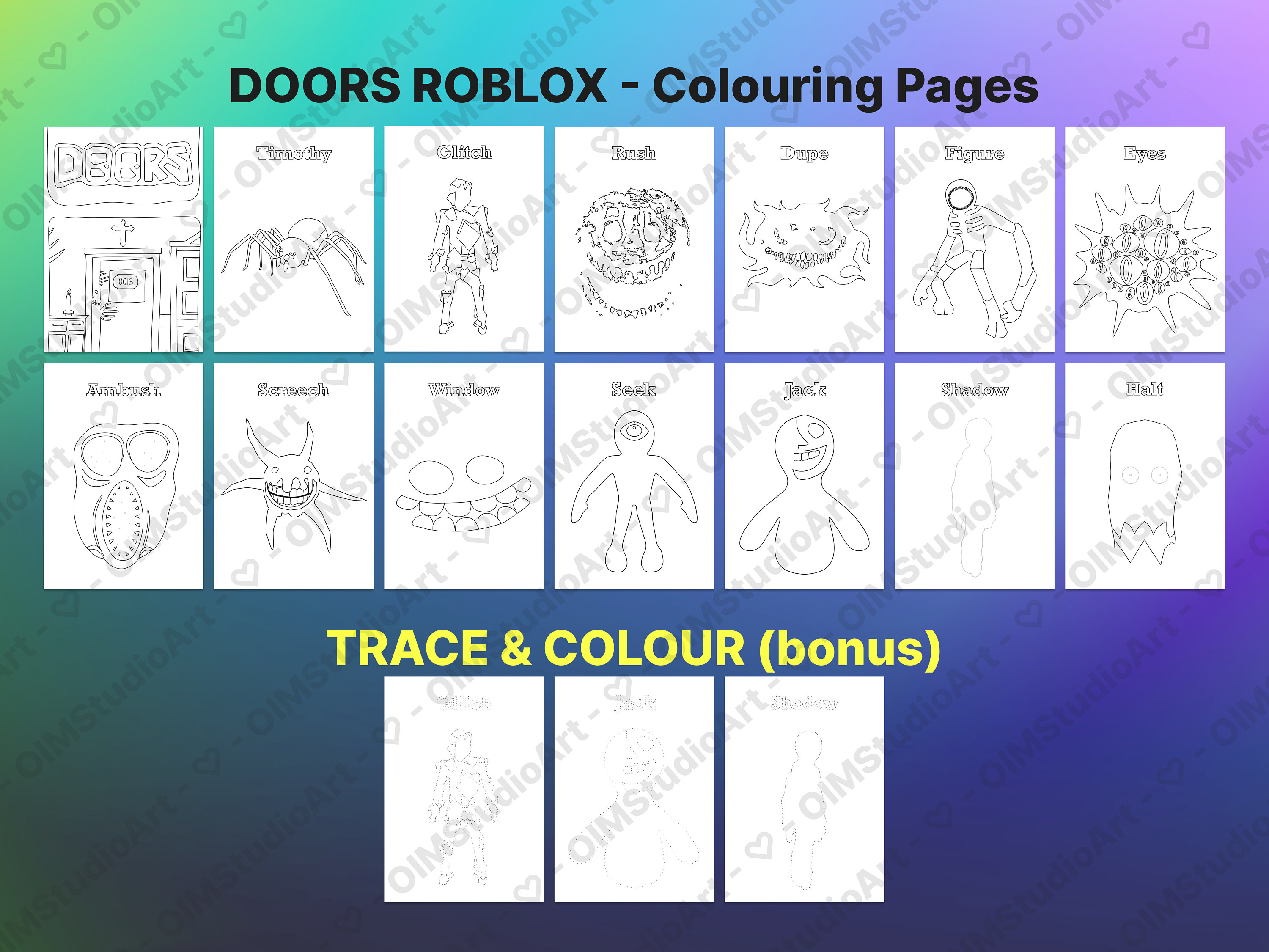 Doors Roblox Coloring Pages PNG Digital Download Images for