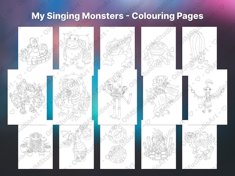 Kleurplaten My Singing Monsters: 69 monsterontwerpen (digitale download) afbeelding 4