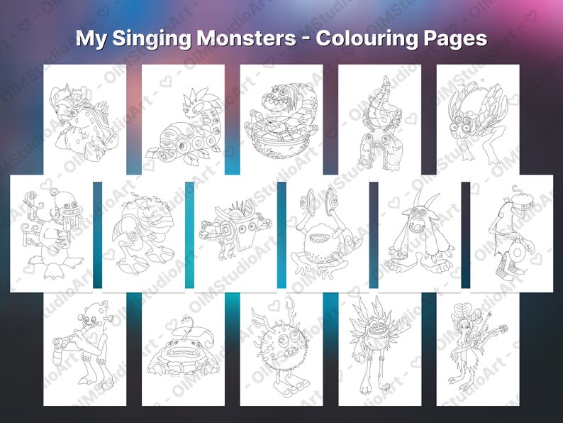 Kleurplaten My Singing Monsters: 69 monsterontwerpen (digitale download) afbeelding 5