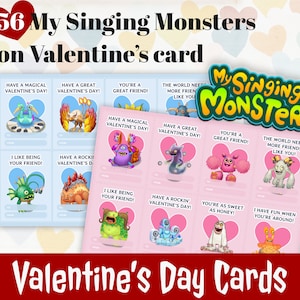 My Singing Monsters Valentine's Day Card, My Singing Monster Valentine, My Singing Monster Theme Valentine, MSM Digital Download, Printable