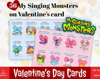 My Singing Monsters-valentijnskaarten: 56 afdrukbare ontwerpen (pdf)