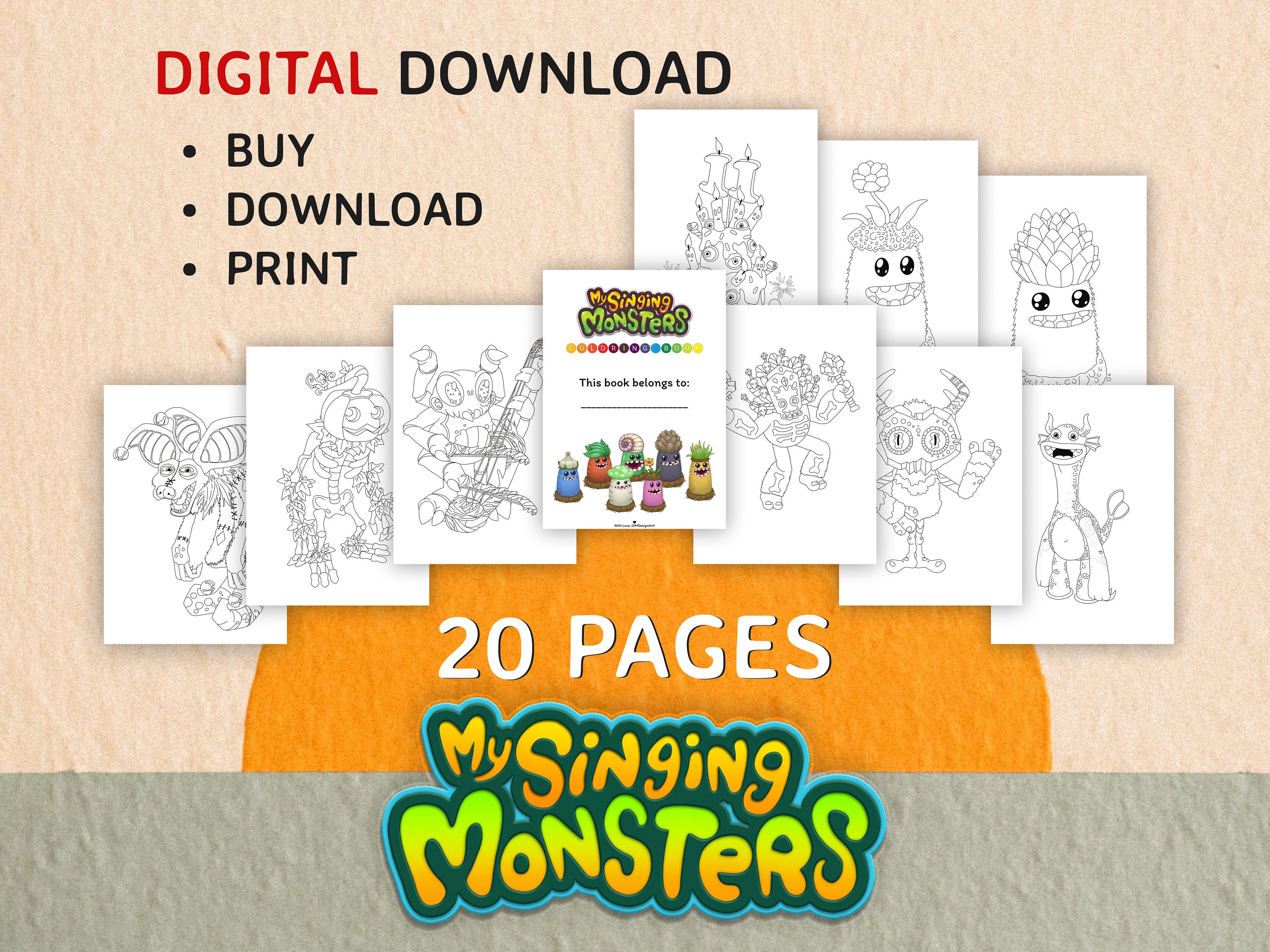 50 Adorable Creepy Monsters Coloring Book V2: for Adults and 