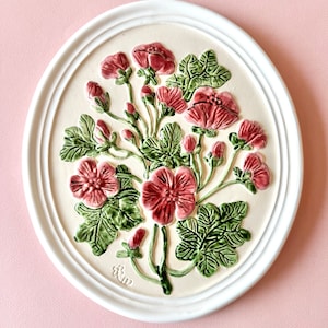 Vintage Gabriel Sweden Flowered Ceramic Wall Plaque