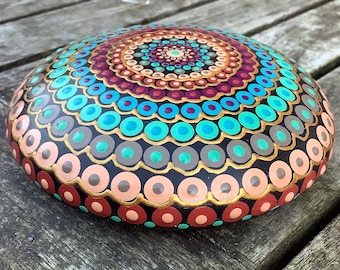 Original hand painted mandala stone-gift for women-colorful mandala rocks-top selling items-crochet-home decor-memorial stone-wicca alter