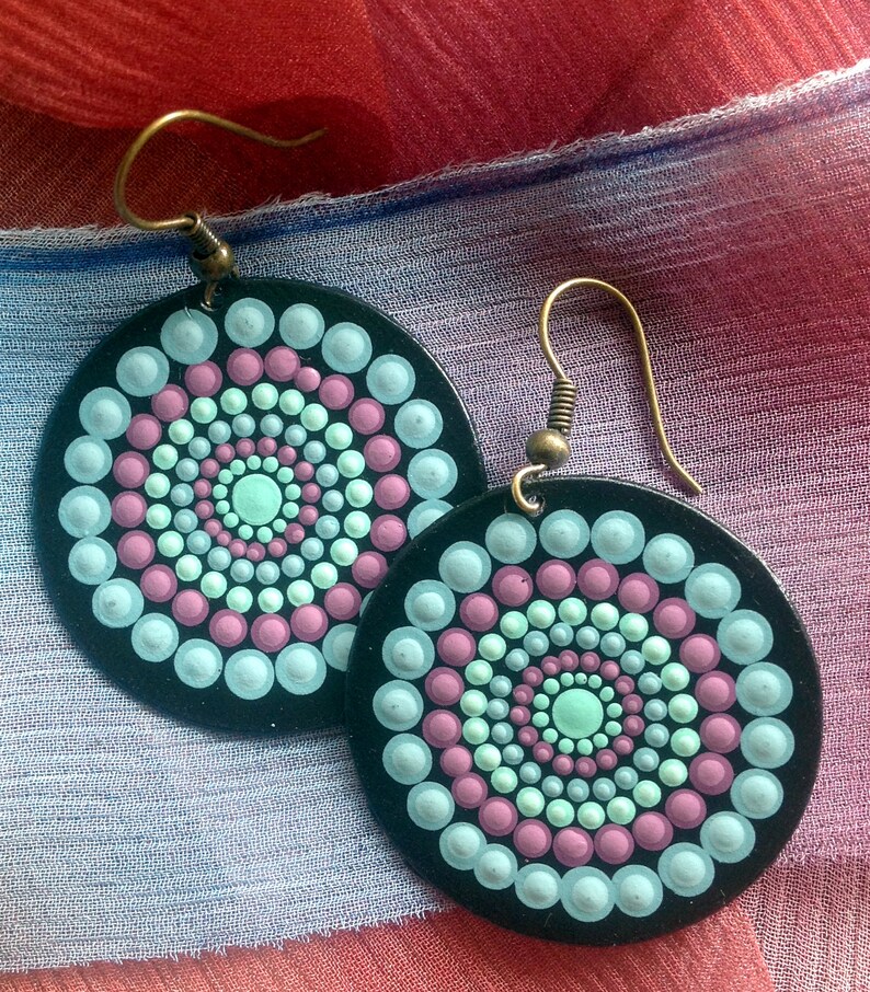 Mandala Earrings Mandala Painting Dot Mandalameditation | Etsy