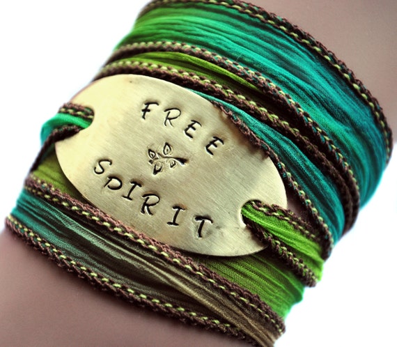 Silk Wrap Bracelet silk Ribbon Wrap boho Jewelry free Spirit
