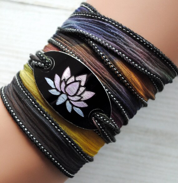 Silk Wrap Bracelet Silk Ribbon Bracelet boho silk Wrap yoga ruband De Soie seidenband Lotus 163 Etsy Australia
