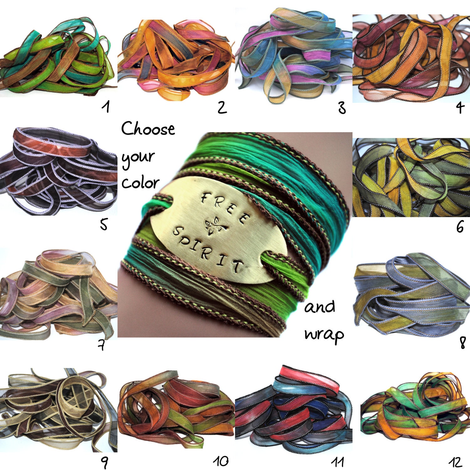Silk Wrap Bracelet silk Ribbon Wrap boho Jewelry free Spirit