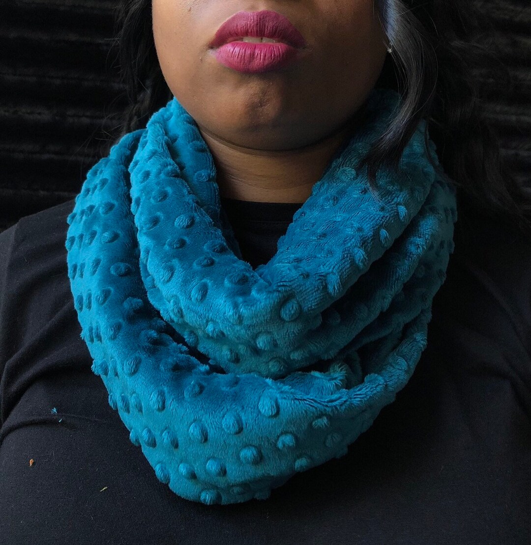 Teal Minky Infinity Scarf | Soft Plush Cowl Neck - Etsy