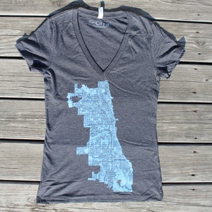 Ladies Chicago Mapa Camiseta