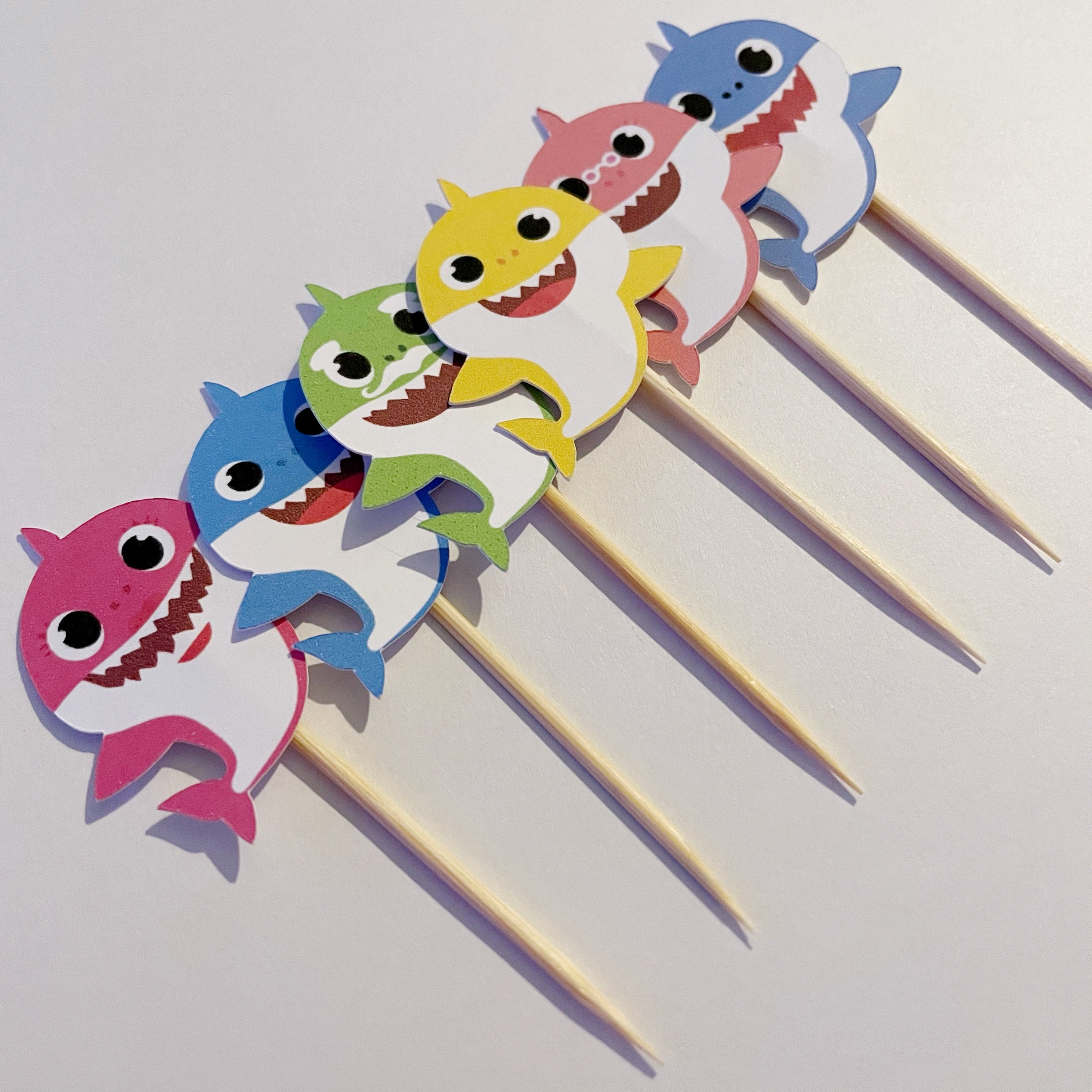 Baby Shark Cupcake Toppers x 12 Birthday Party Toddlers Etsy