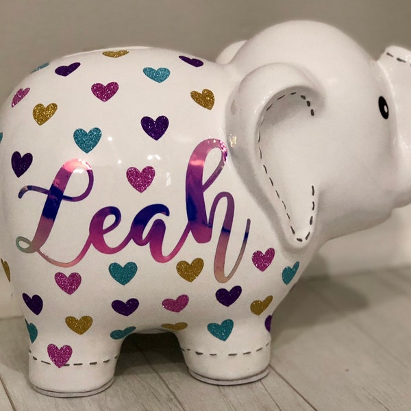 Beaucoup de couleurs disponibles - Banque d’éléphants garçon et fille personnalisés, tirelire éléphant, tirelire d’éléphant personnalisée, cadeau de fête de bébé, naissance