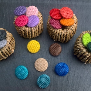 Burlap button 7/8" - 23 mm