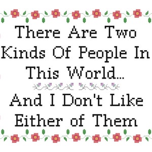 Two Kinds of People In This World Antisocial Cross Stitch PATTERN
