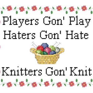 Knitters Novelty Cross Stitch PATTERNS - 3 Versions Included