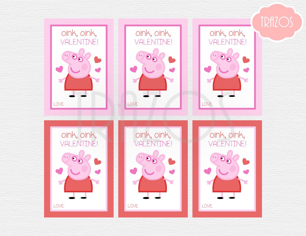 Peppa Pig Valentine Cards Peppa Pig Valentine Cards Etsy
