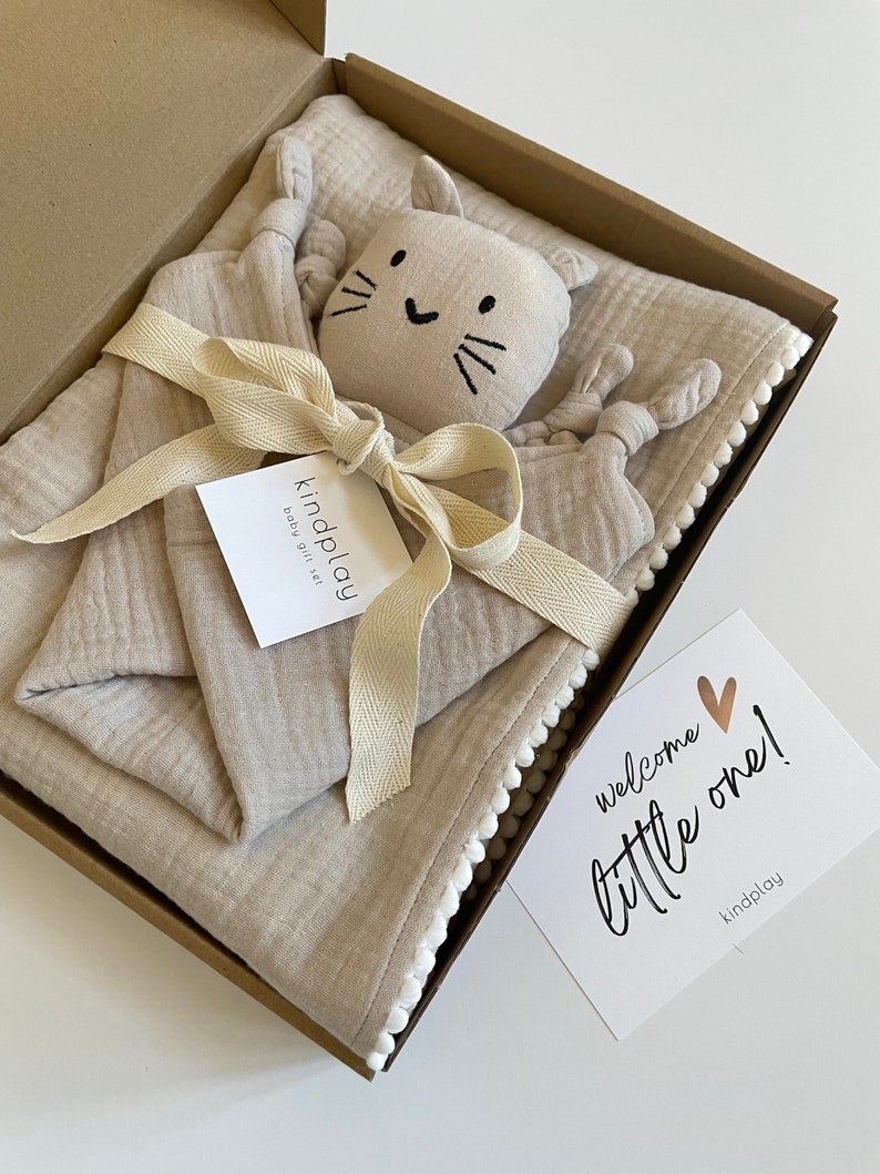 Baby Gift Baby Shower Gift Box 2pc Organic Baby Gift Cat Etsy