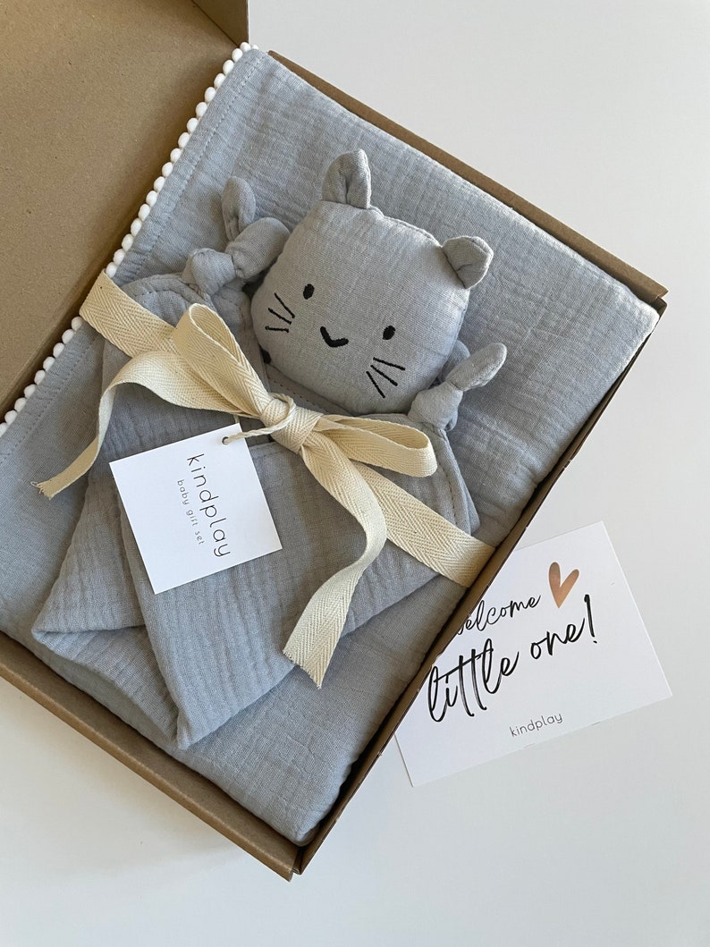 Baby Gift Baby Shower Gift Box 2pc Organic Baby Gift Cat Etsy