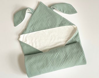 Baby Hooded Towel, Baby Towel, Muslin Baby Towel, Hooded Baby Towel, Baby Shower Gift