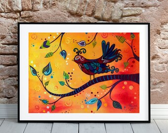 Curly Bird Canvas Paper Print