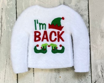 I'm Back Elf Costume: Handmade Doll Clothes, Christmas Elf Dress Up, Sweater,