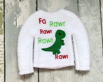 Dinosaur Fa Rawr Rawr Elf Sweater, Doll Sweater, Elf Costume, Elf Clothes,