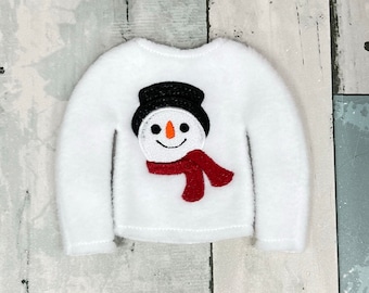Snowman Hat & Scarf Elf Sweater, Elf Clothes