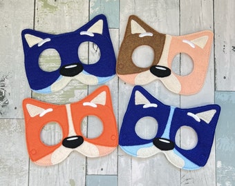 Sad Girl & Family Felt Animal Mask, Kids Pretend Play Costume