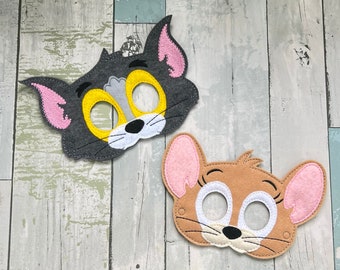 Cat and Mouse Cartoon Felt Masks, Pretend Play Costume, Kids Dress Up