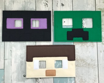 Gaming Blocks Mask, Child's, Pretend Play, Imagination, Dress Up, Halloween Costume, Toddler, Party, Kids,