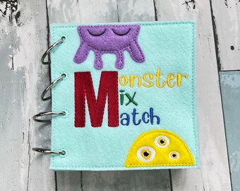 Monsters Quiet Time  Felt Flip Book, Playtime, Learning, Fine Motor Skills, Educational Toy, Preschool Toy, Memory Game, Animals