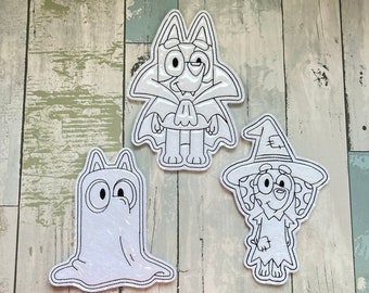 Halloween Friends Colouring Dolls,  Reusable, Washable, Green, Children, Playtime, Quiet Time, Toddler, Kids,