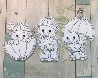 Rain Ducks Colouring Dolls,  Reusable, Washable, Green, Children, Playtime, Quiet Time, Toddler, Kids,